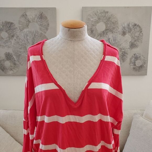 Free People Upstate Stripe Tee size Lg in Red - Picture 8 of 15